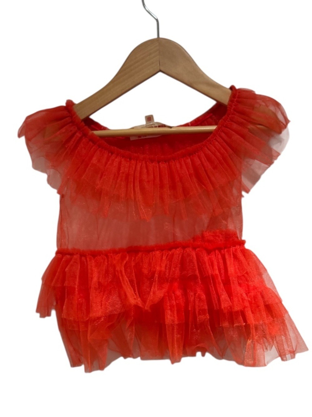 THE ANIMALS OBSERVATORY (TAO) red sheer ruffled top overlay - size 4